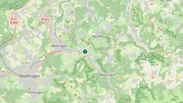 Map showing the location of Dettingen an der Erms