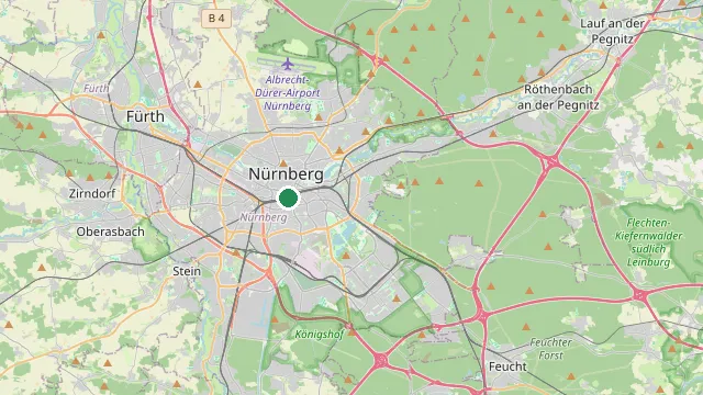 Map showing the location of Nuremberg