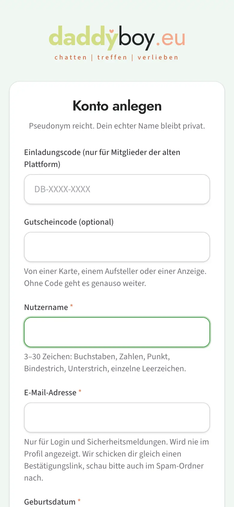 Registrierungsformular