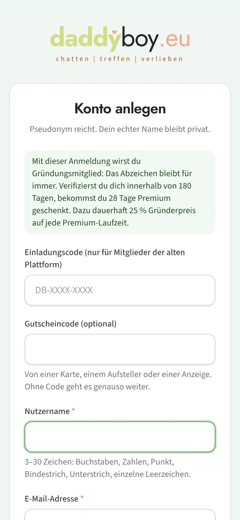 Registrierungsformular