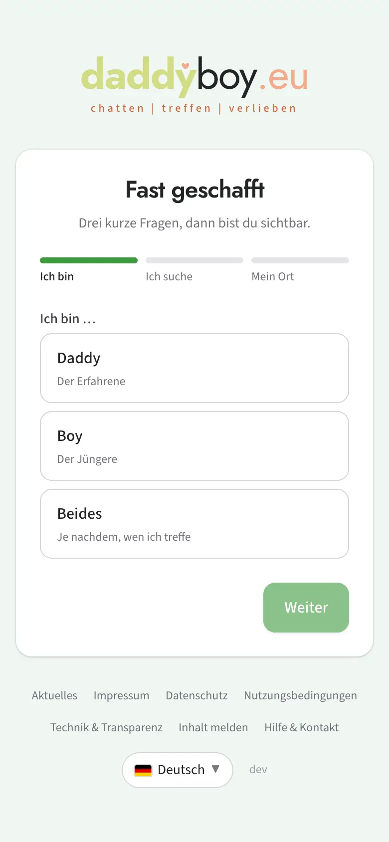 Assistent nach der ersten Anmeldung