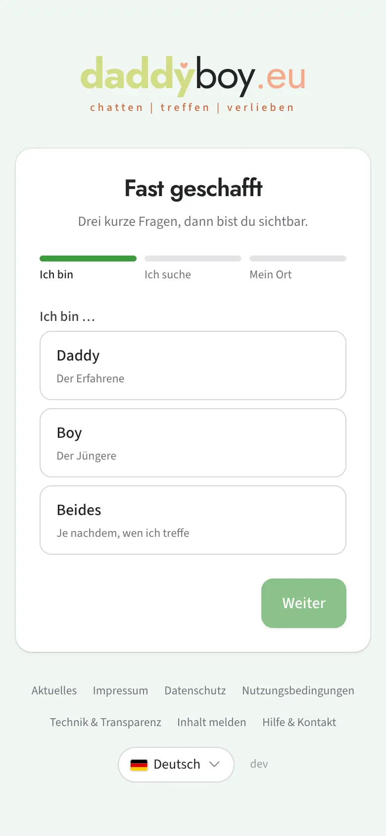 Assistent nach der ersten Anmeldung