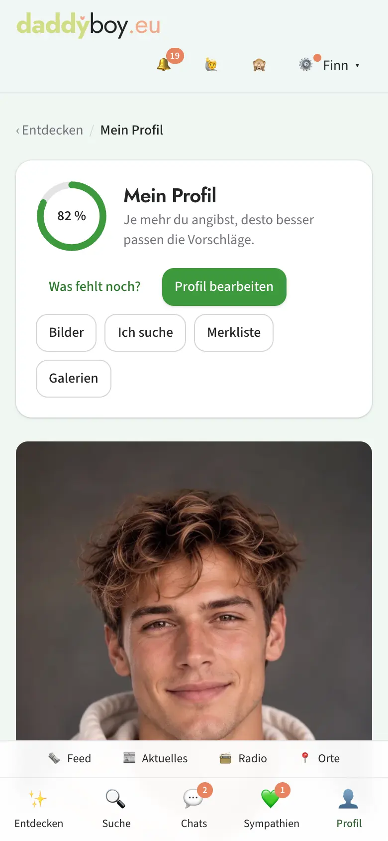 Eigenes Profil mit Vollständigkeitsring
