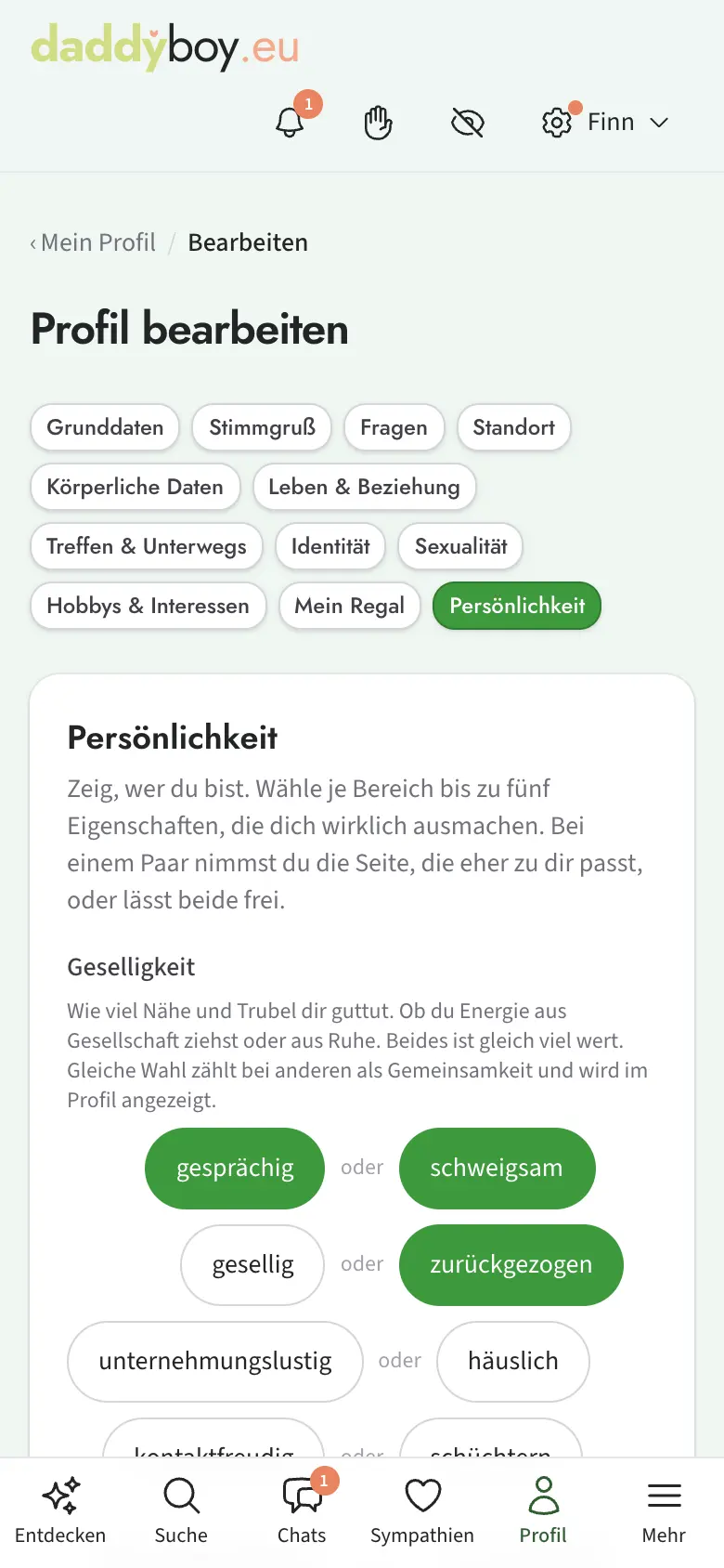 Reiter Persönlichkeit mit Gegensatzpaaren