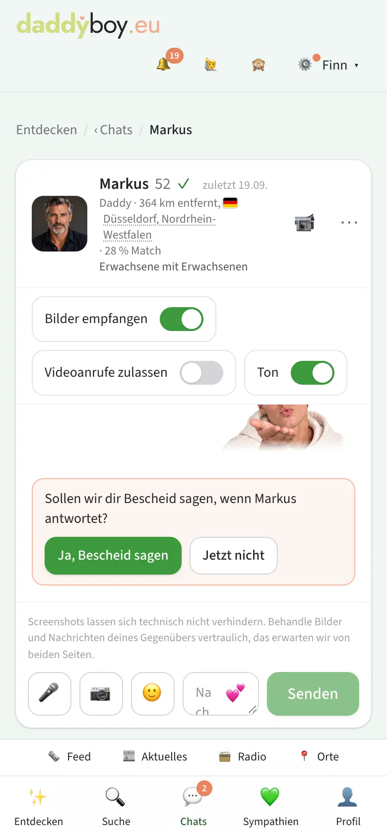 Chat mit Kopfzeile und Eingabefeld