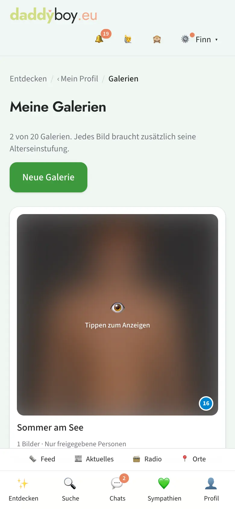 Galerieübersicht mit Sichtbarkeit