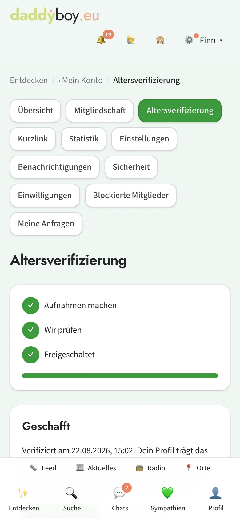 Seite Altersverifizierung
