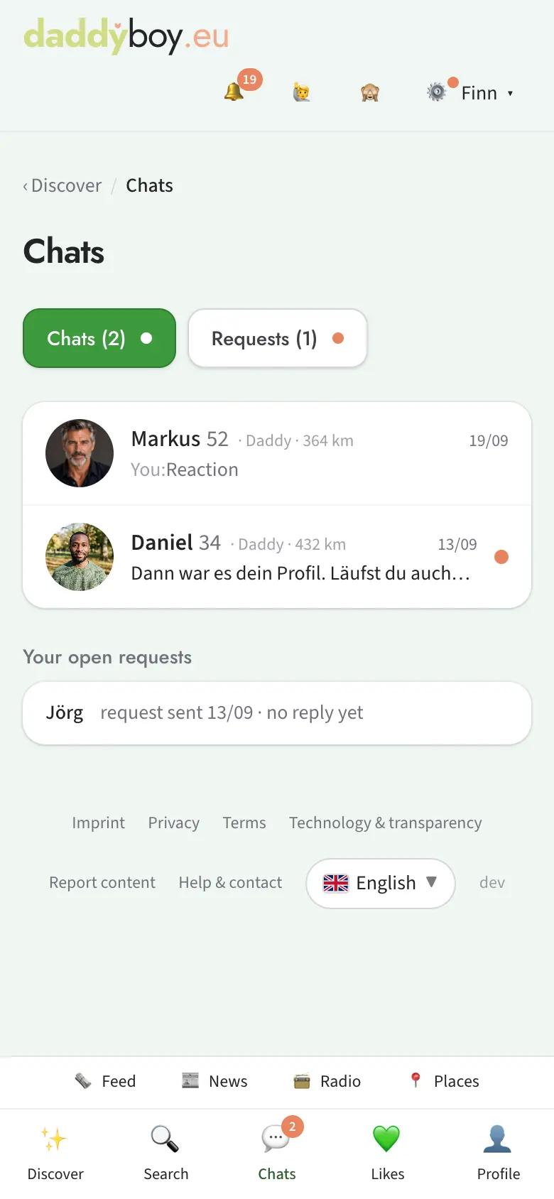 Chat overview with requests