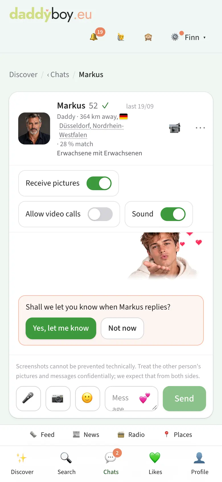 Chat with header and input field