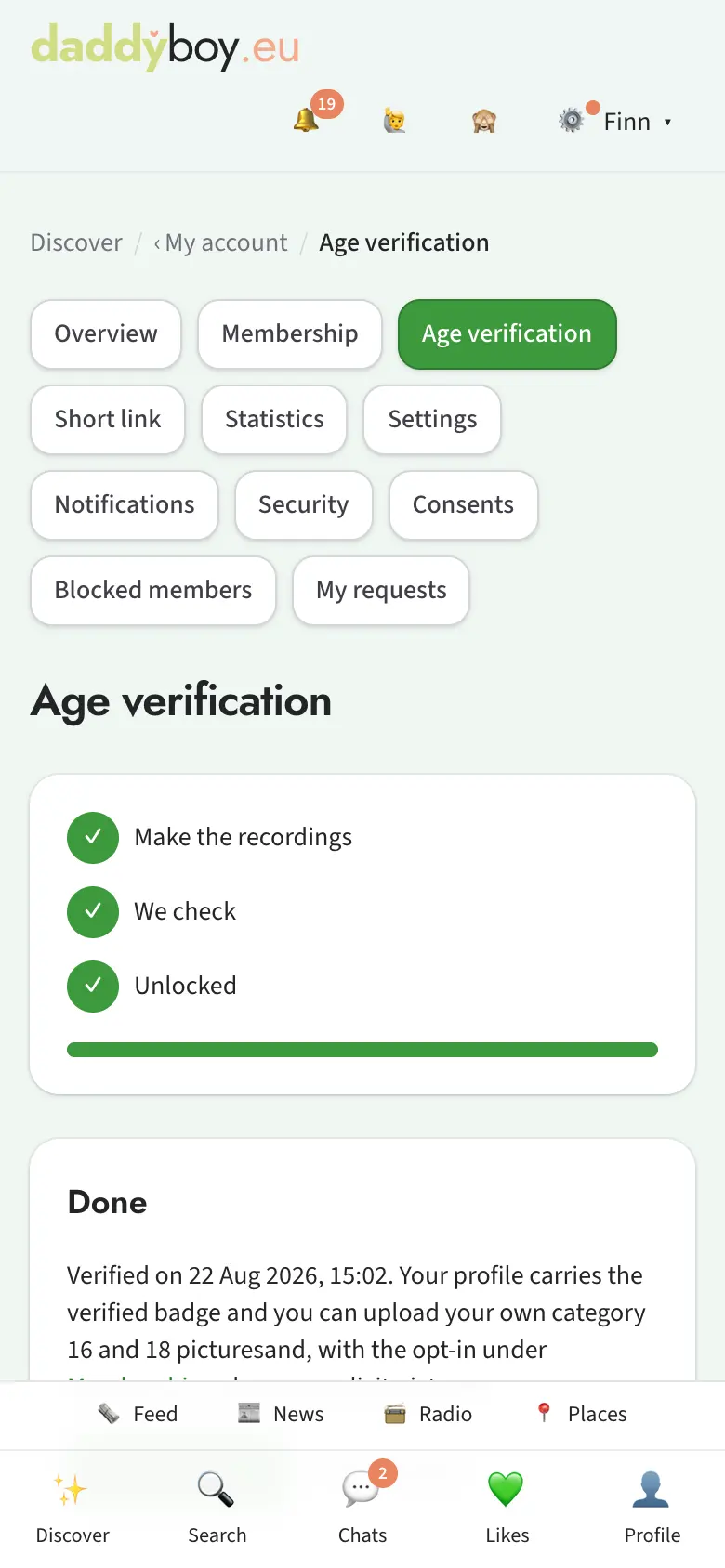 Age verification page
