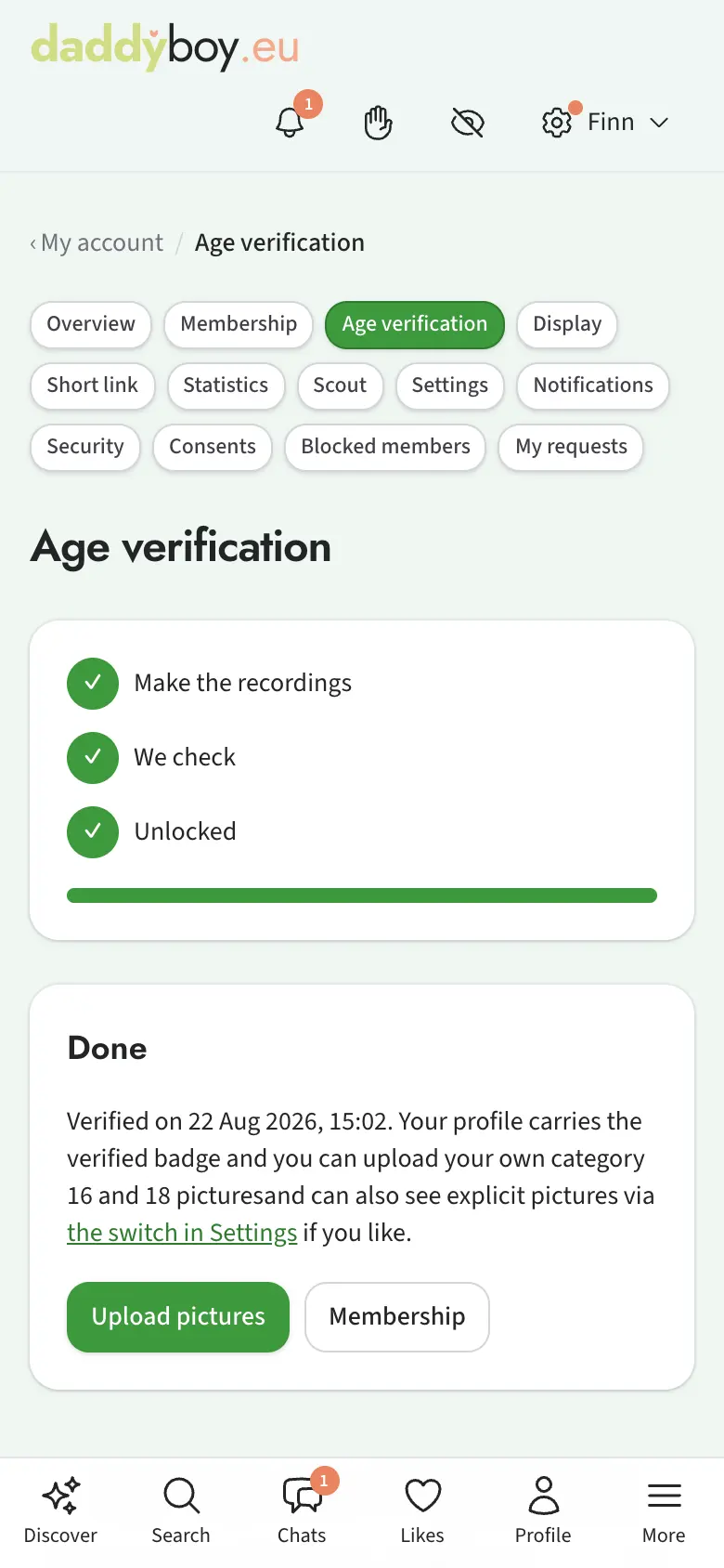 Age verification page