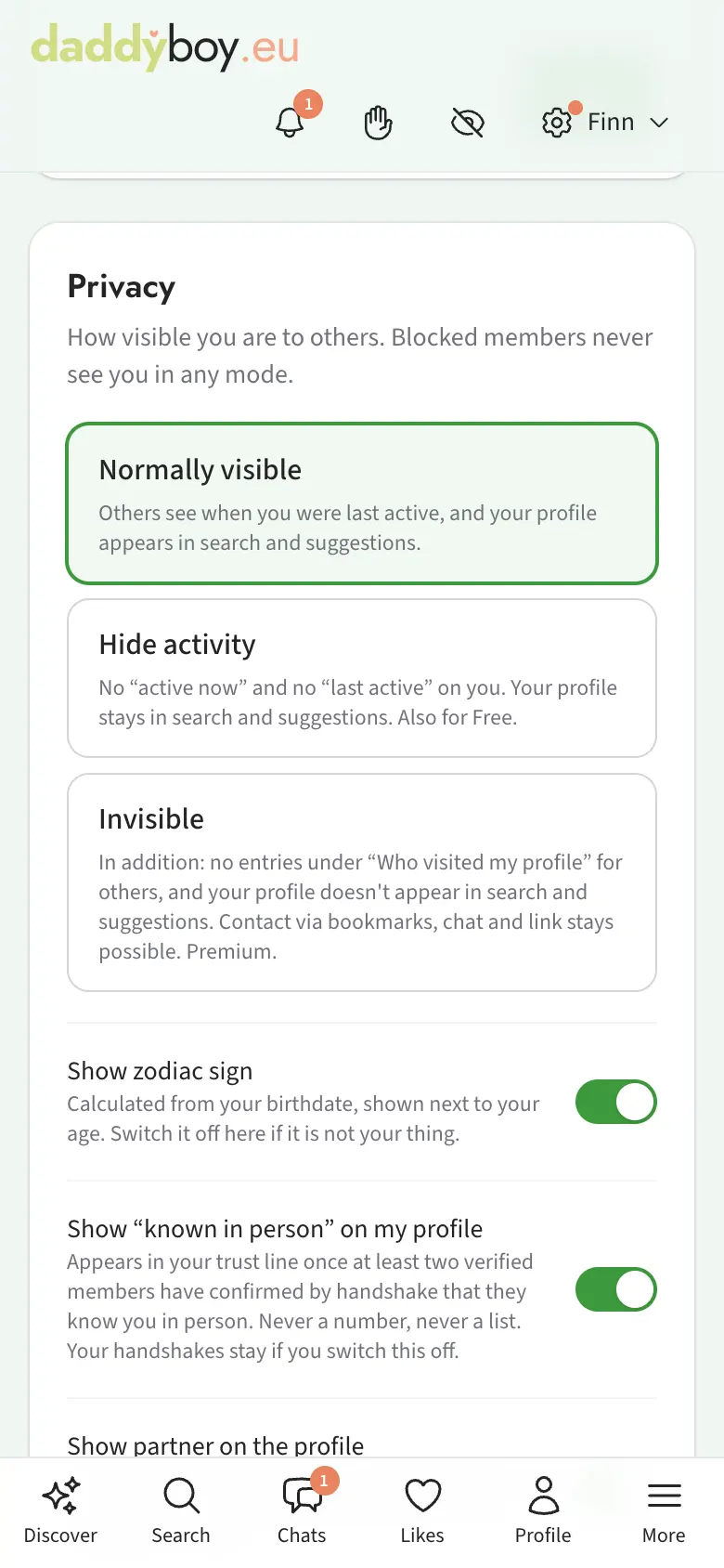 Settings with privacy and camouflage
