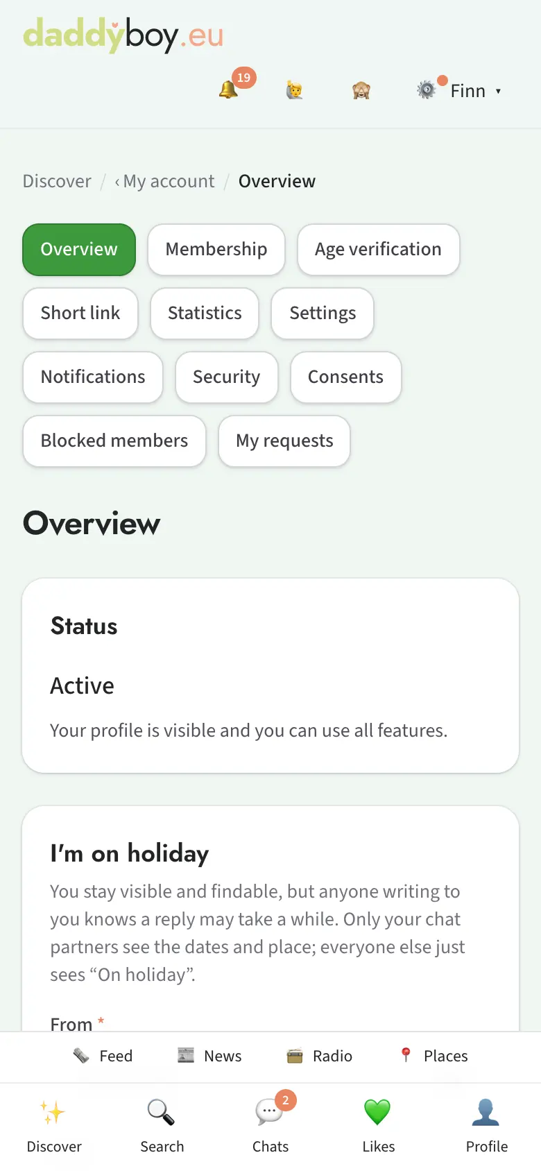 Overview with holiday, break, data copy and deletion