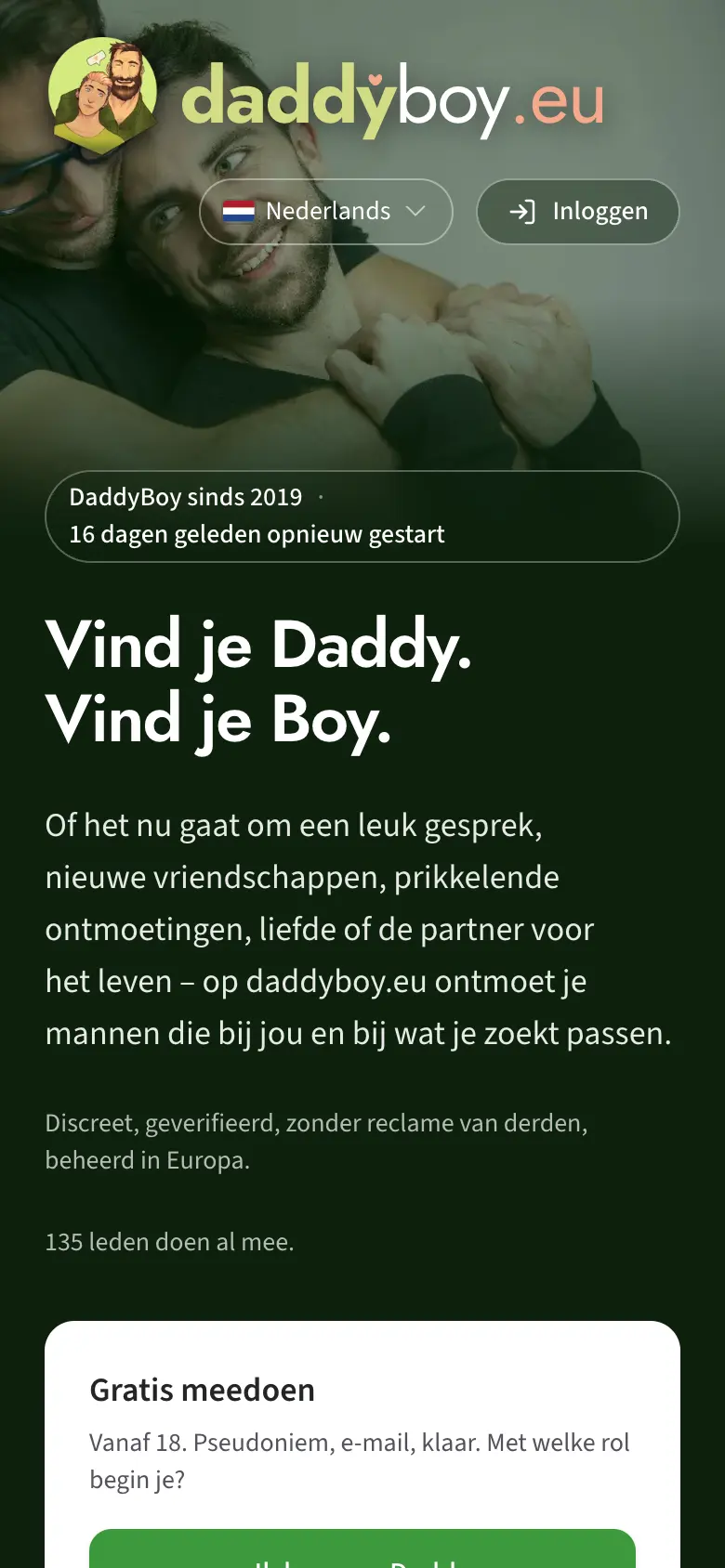 Startpagina voor het inloggen