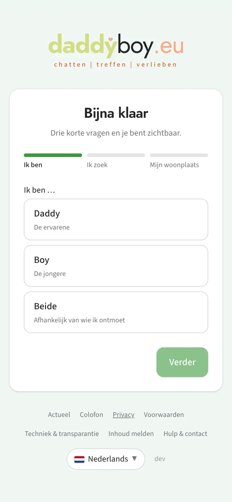 Assistent na de eerste keer inloggen