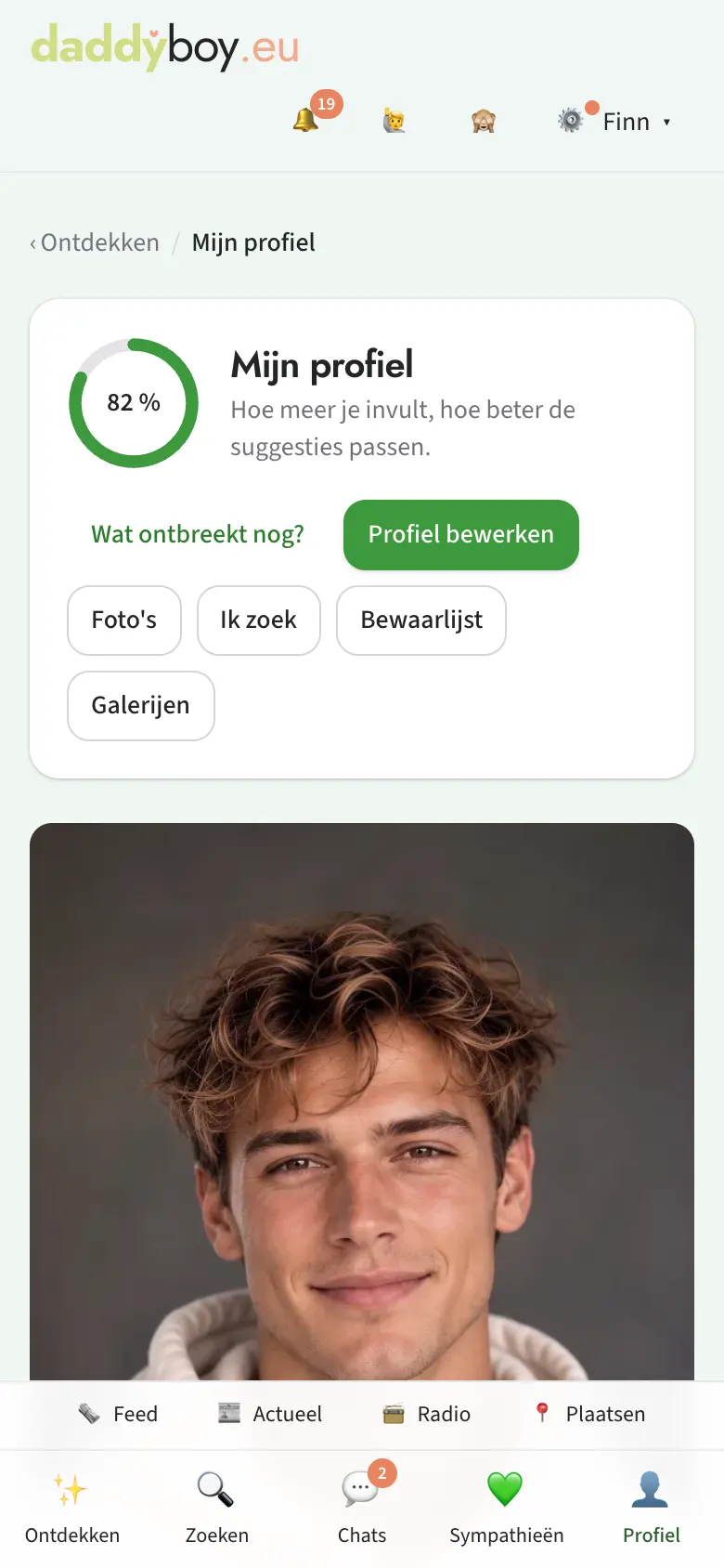Eigen profiel met volledigheidsring