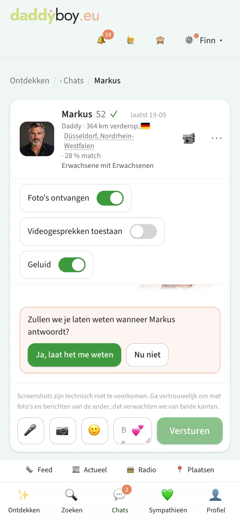 Chat met kopregel en invoerveld