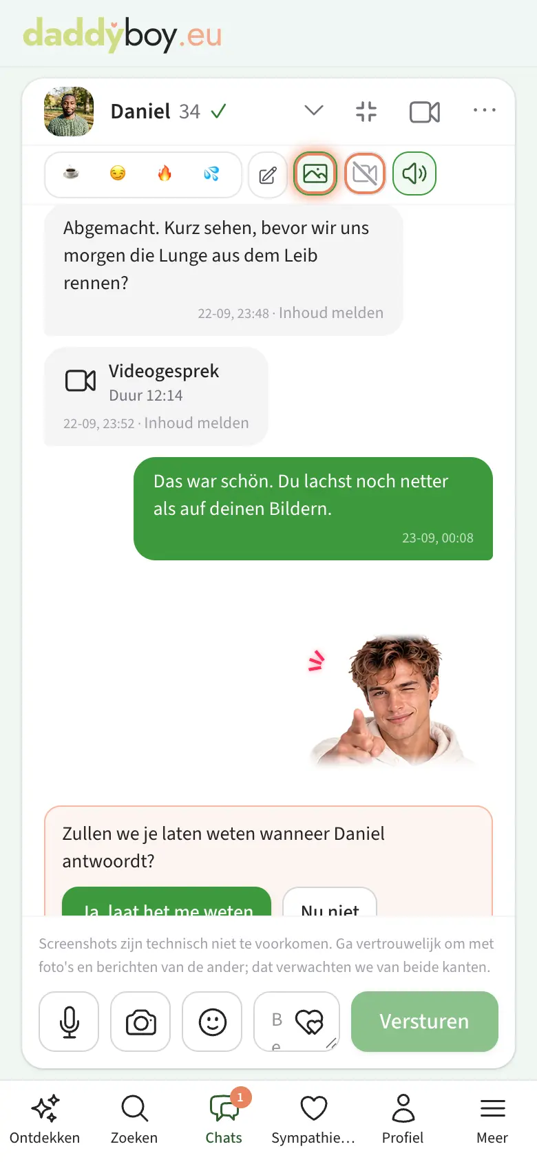 Chat met kopregel en invoerveld