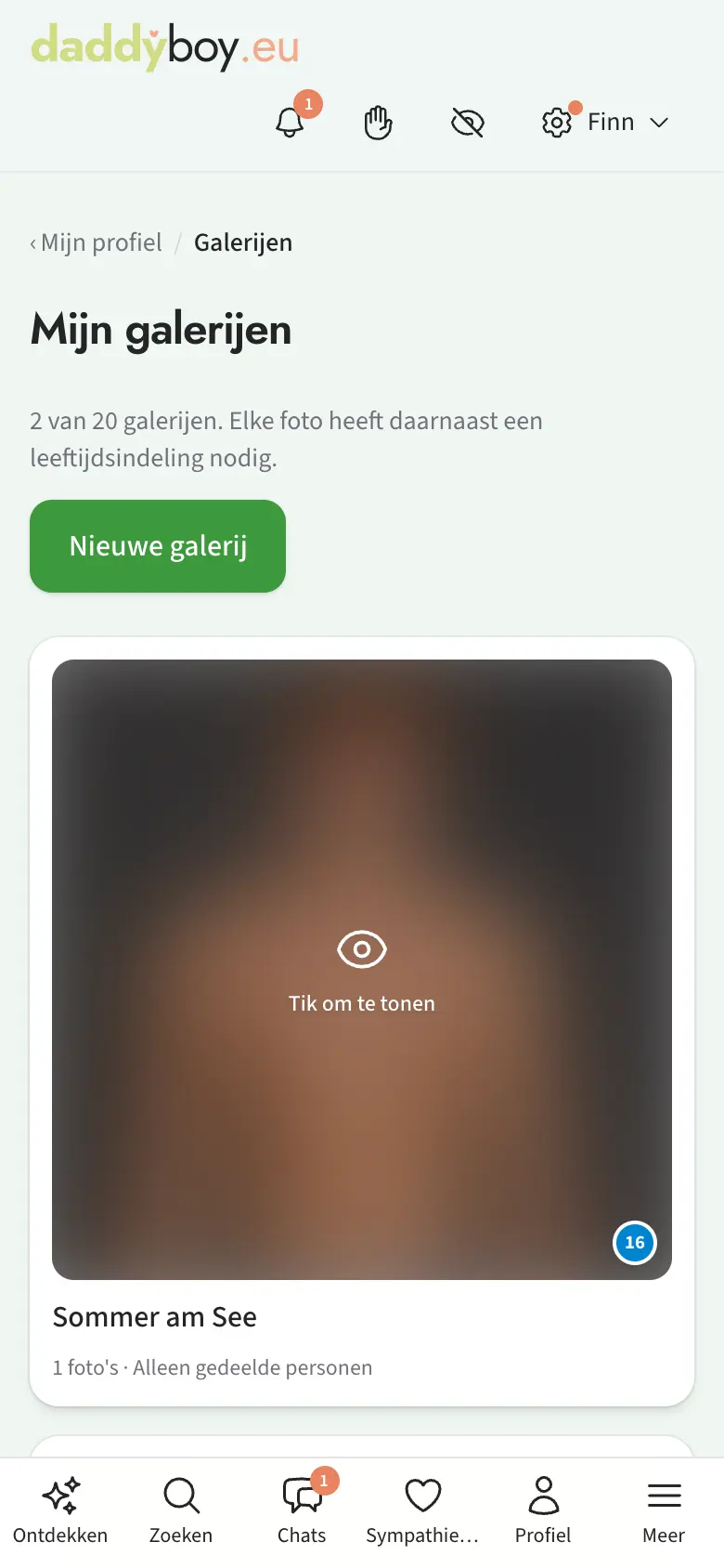 Galerijoverzicht met zichtbaarheid
