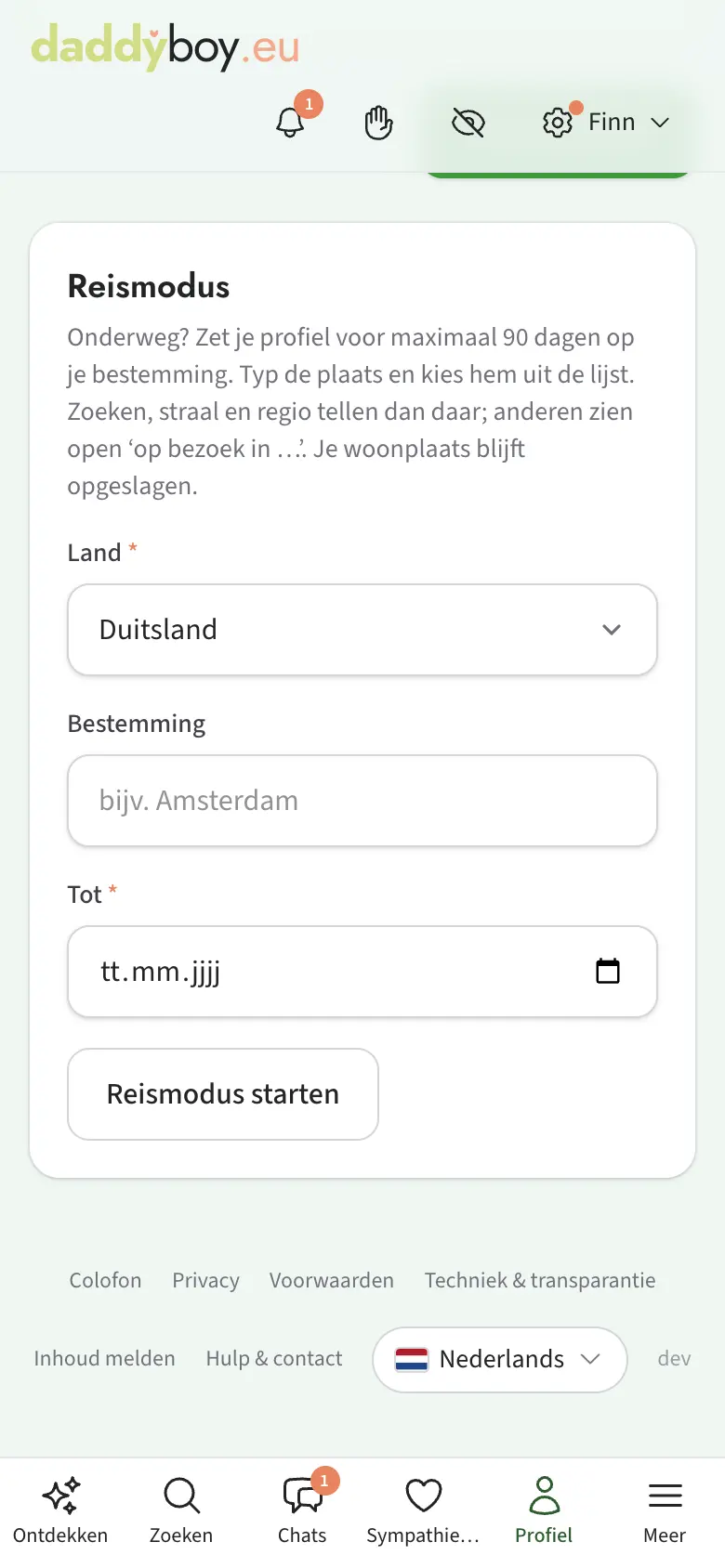 Reismodus met plaatssuggesties