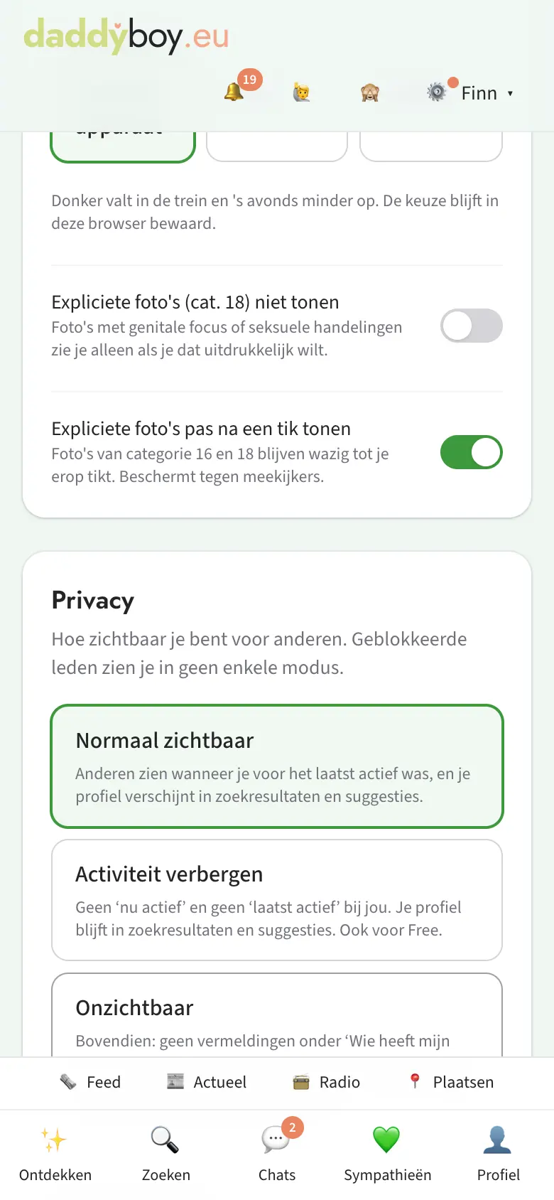 Instellingen met privacy en camouflage