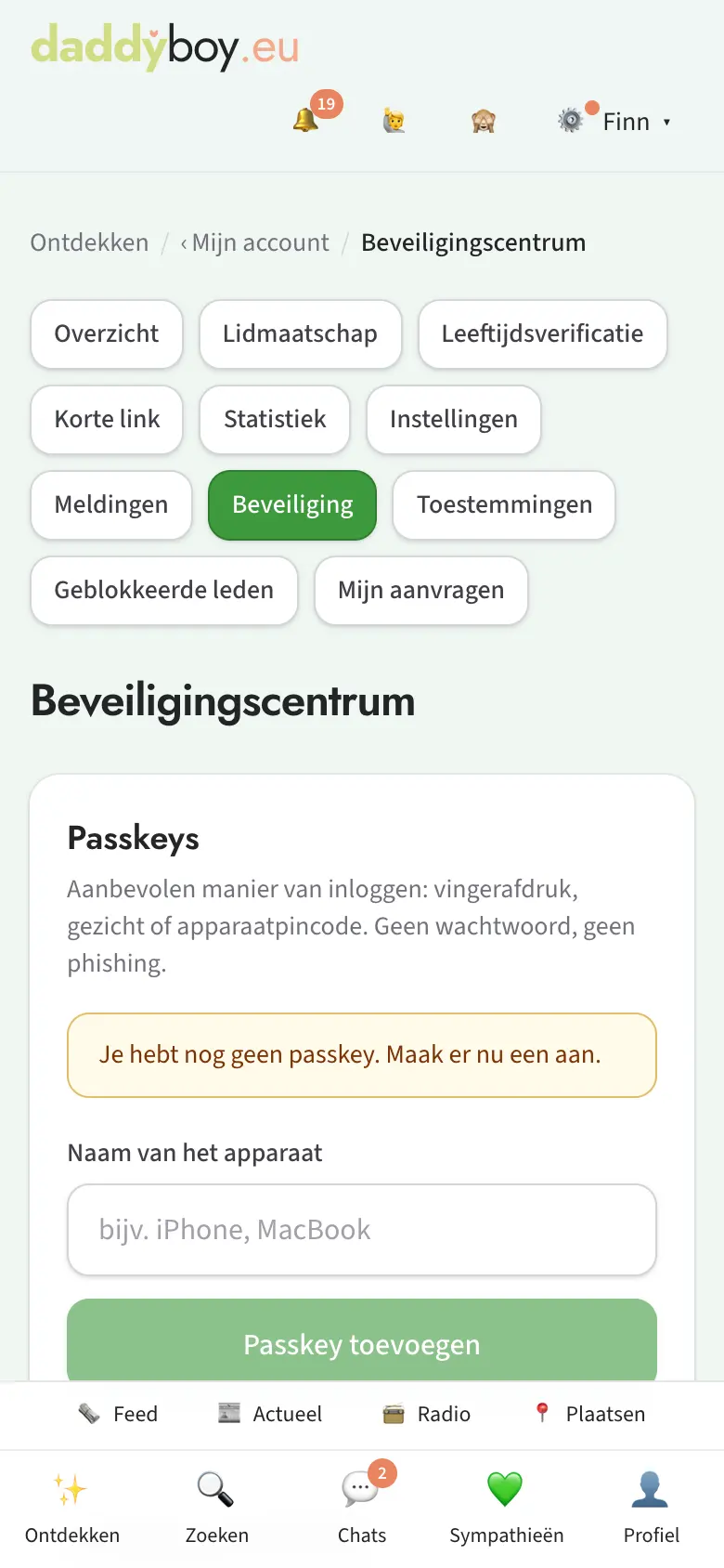 Beveiligingscentrum met passkeys