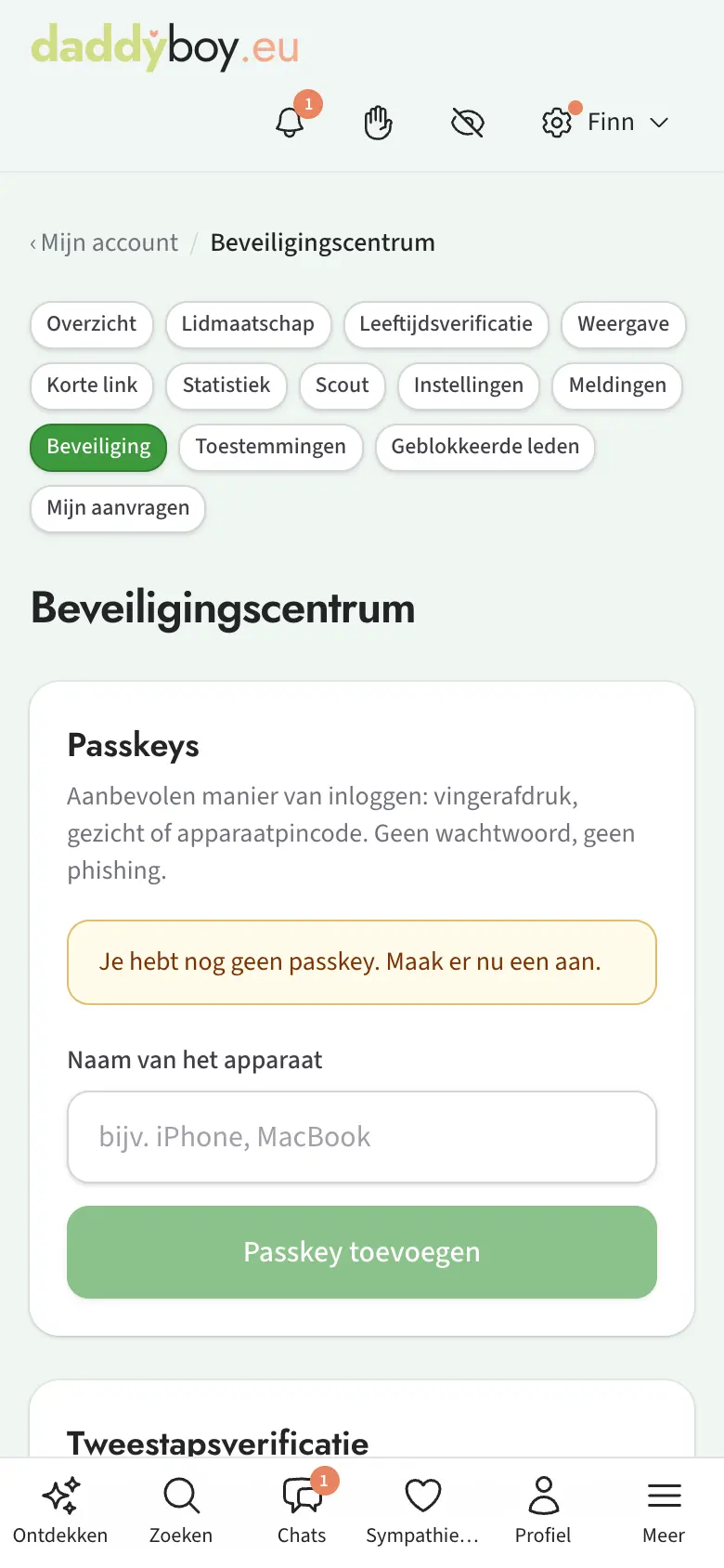 Beveiligingscentrum met passkeys