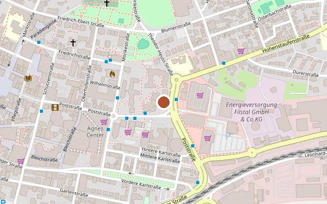 Kaart met de ligging van Beratungsstelle geschlechtliche Vielfalt Göppingen