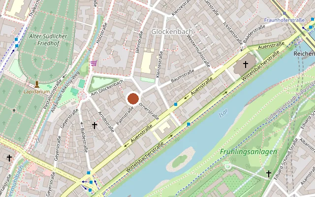 Kaart met de ligging van Café Glück