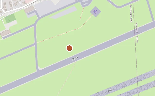 Kaart met de ligging van Flugplatz Essen/Mülheim