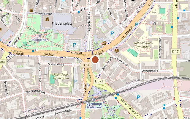 Kaart met de ligging van Jugendamt der Stadt Dortmund