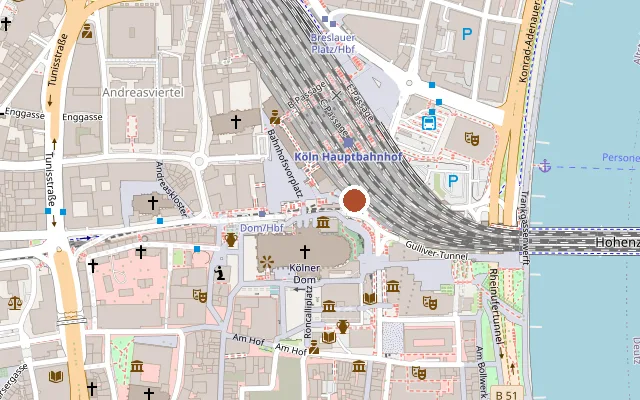 Kaart met de ligging van Wartesaal am Dom