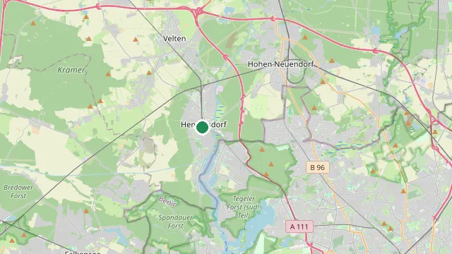 Kaart met de ligging van Hennigsdorf