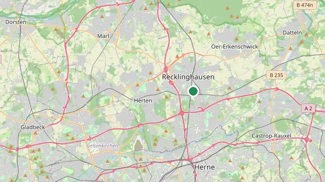 Kaart met de ligging van Recklinghausen