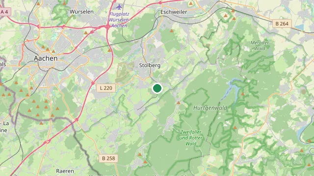 Kaart met de ligging van Stolberg