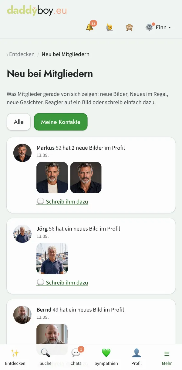 Feed „Neu bei Mitgliedern“