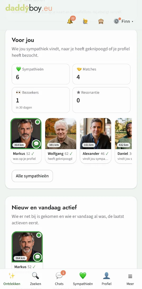 Startpagina na het inloggen