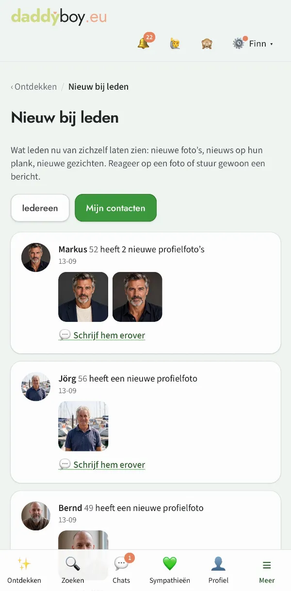 Feed „Nieuw bij leden”
